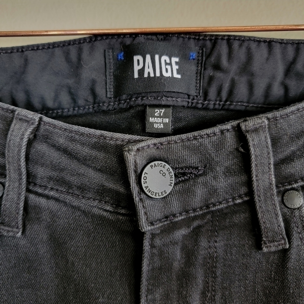 Paige 27 Hoxton Ultra Skinny Faded Black Fog Mid Rise Stretch Jegging Jeans - Picture 3 of 16